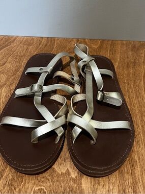 Mossimo Supply Co. Metallic Silver Strappy Gladiator Sandals
